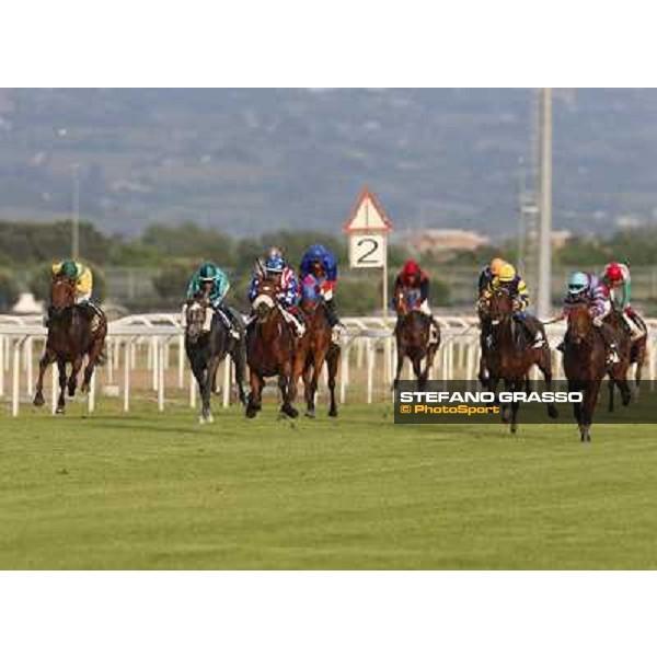 Andrea Atzeni on Cospirator wins the Premio Naip Stakes Rome, Capannelle racecourse,11th may 2014 photo Stefano Grasso