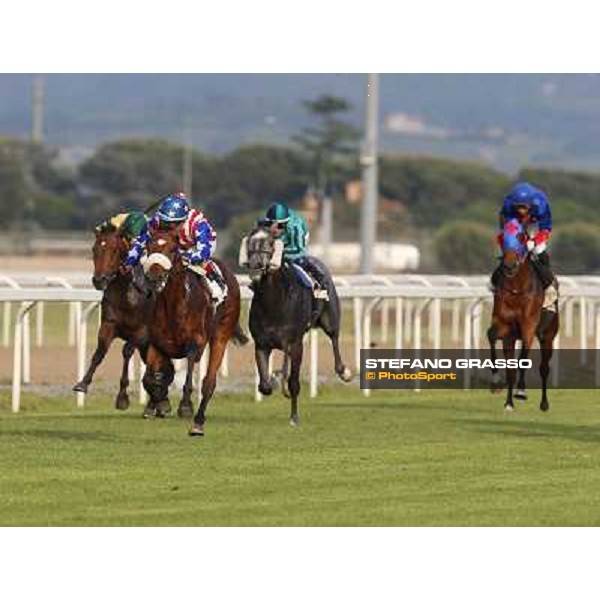 Andrea Atzeni on Cospirator wins the Premio Naip Stakes Rome, Capannelle racecourse,11th may 2014 photo Stefano Grasso