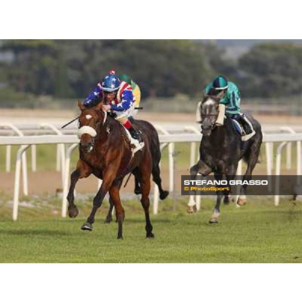 Andrea Atzeni on Cospirator wins the Premio Naip Stakes Rome, Capannelle racecourse,11th may 2014 photo Stefano Grasso