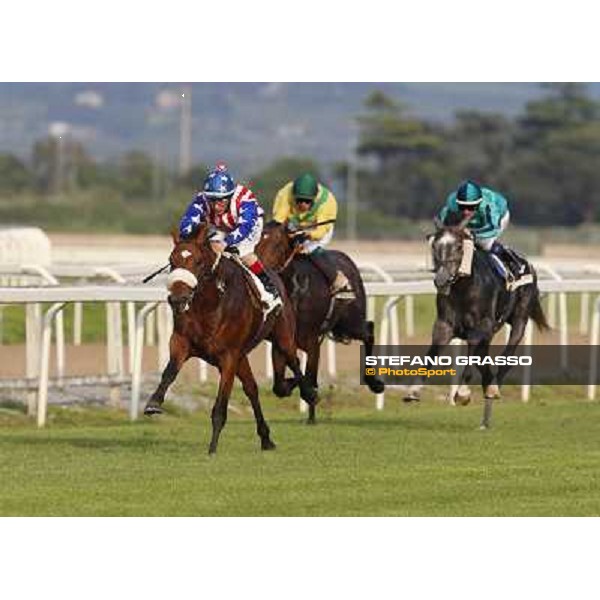 Andrea Atzeni on Cospirator wins the Premio Naip Stakes Rome, Capannelle racecourse,11th may 2014 photo Stefano Grasso