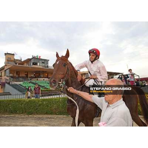 Gavino Sanna on Sibillina - PSA wins the Premio Madjani Shadwell Arabian Stakes Rome, Capannelle racecourse,11th may 2014 photo Stefano Grasso