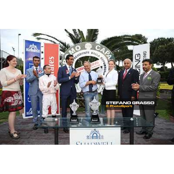 Gavino Sanna on Sibillina - PSA wins the Premio Madjani Shadwell Arabian Stakes Rome, Capannelle racecourse,11th may 2014 photo Stefano Grasso