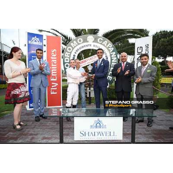 Gavino Sanna on Sibillina - PSA wins the Premio Madjani Shadwell Arabian Stakes Rome, Capannelle racecourse,11th may 2014 photo Stefano Grasso