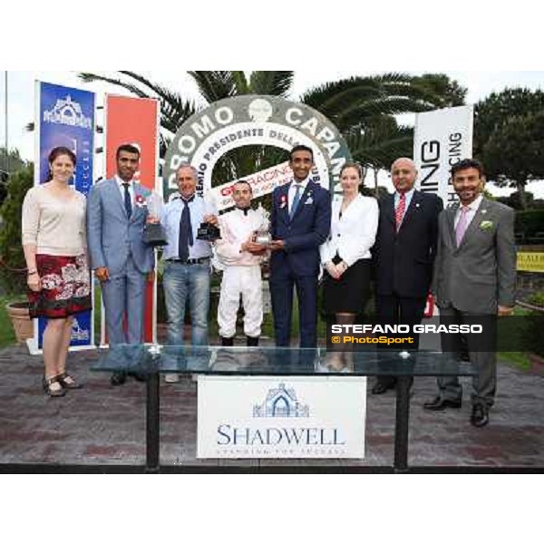 Gavino Sanna on Sibillina - PSA wins the Premio Madjani Shadwell Arabian Stakes Rome, Capannelle racecourse,11th may 2014 photo Stefano Grasso