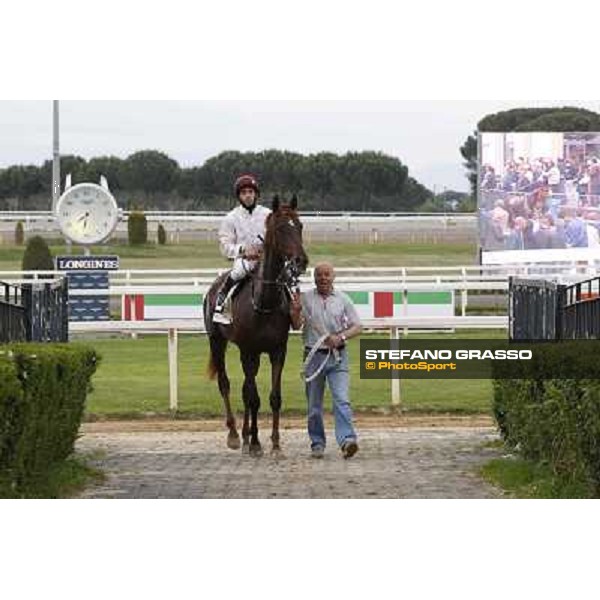 Gavino Sanna on Sibillina - PSA wins the Premio Madjani Shadwell Arabian Stakes Rome, Capannelle racecourse,11th may 2014 photo Stefano Grasso