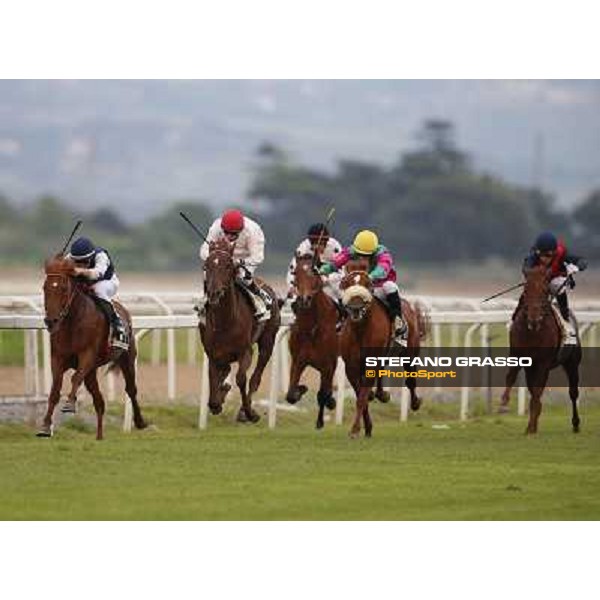 Gavino Sanna on Sibillina - PSA wins the Premio Madjani Shadwell Arabian Stakes Rome, Capannelle racecourse,11th may 2014 photo Stefano Grasso