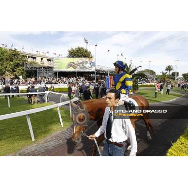 Djordje Perovic on Refuse to Bobbin wins the Premio Presidente della Repubblica GBI Racing Rome, Capannelle racecourse,11th may 2014 photo Domenico Savi/Grasso
