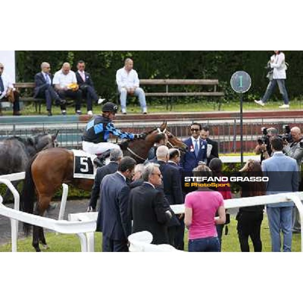 Carlo Fiocchi on Lucky Serena wins the Premio Tadolina mem.Patrizio Galli UAE Stakes Rome, Capannelle racecourse,11th may 2014 photo Domenico Savi/Grasso