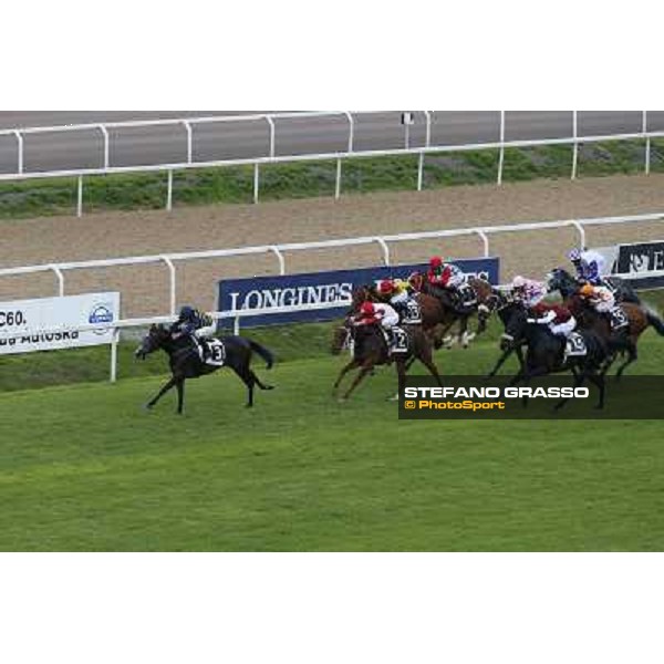 Francesco Dettori on Konkan wins the Premio Jebel Ali racecourse Rome, Capannelle racecourse,11th may 2014 photo Domenico Savi/Grasso