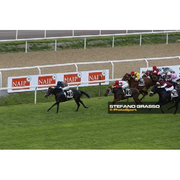 Francesco Dettori on Konkan wins the Premio Jebel Ali racecourse Rome, Capannelle racecourse,11th may 2014 photo Domenico Savi/Grasso