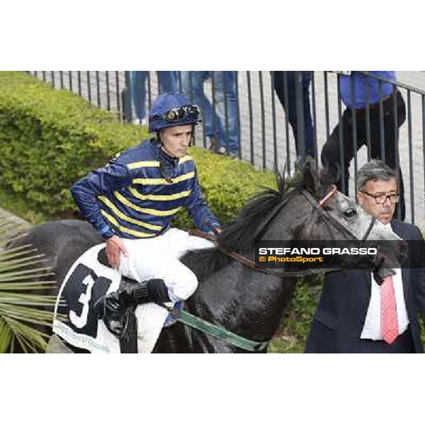 Francesco Dettori on Konkan wins the Premio Jebel Ali racecourse Rome, Capannelle racecourse,11th may 2014 photo Domenico Savi/Grasso