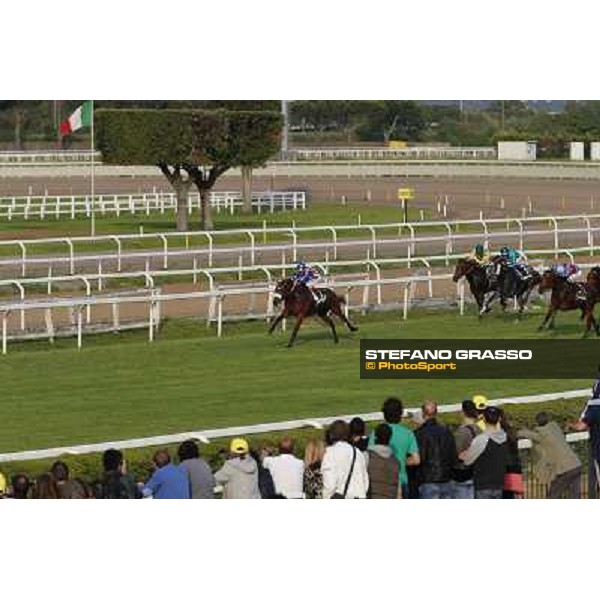 Andrea Atzeni on Cospirator wins the Premio Naip Stakes Rome, Capannelle racecourse,11th may 2014 photo Domenico Savi/Grasso