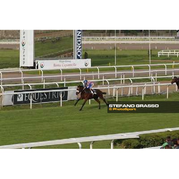 Andrea Atzeni on Cospirator wins the Premio Naip Stakes Rome, Capannelle racecourse,11th may 2014 photo Domenico Savi/Grasso