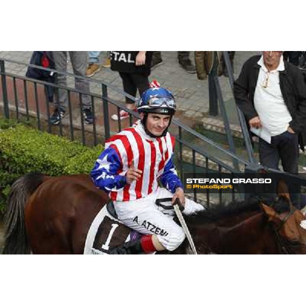 Andrea Atzeni on Cospirator wins the Premio Naip Stakes Rome, Capannelle racecourse,11th may 2014 photo Domenico Savi/Grasso