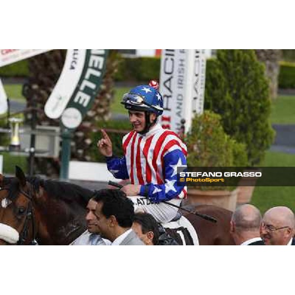 Andrea Atzeni on Cospirator wins the Premio Naip Stakes Rome, Capannelle racecourse,11th may 2014 photo Domenico Savi/Grasso