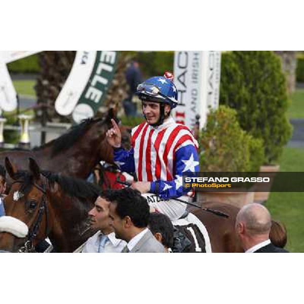 Andrea Atzeni on Cospirator wins the Premio Naip Stakes Rome, Capannelle racecourse,11th may 2014 photo Domenico Savi/Grasso