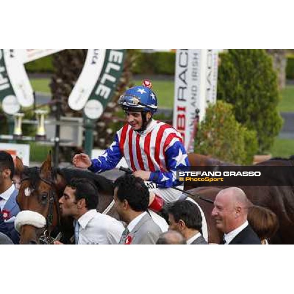 Andrea Atzeni on Cospirator wins the Premio Naip Stakes Rome, Capannelle racecourse,11th may 2014 photo Domenico Savi/Grasso