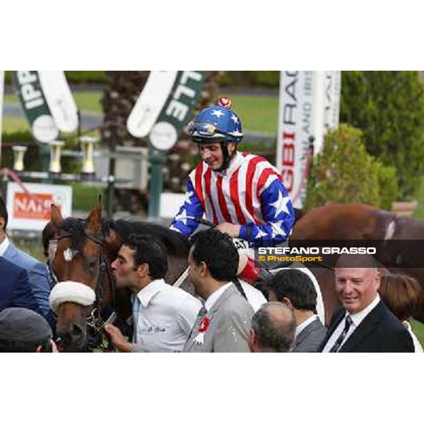 Andrea Atzeni on Cospirator wins the Premio Naip Stakes Rome, Capannelle racecourse,11th may 2014 photo Domenico Savi/Grasso