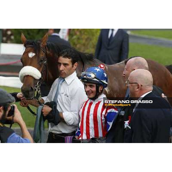 Andrea Atzeni on Cospirator wins the Premio Naip Stakes Rome, Capannelle racecourse,11th may 2014 photo Domenico Savi/Grasso