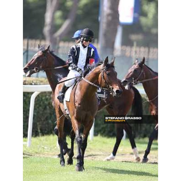 Nicole Schlatter on Dragoppo celebrates after winning the Premio Longines World Fegentri Championship for Lady Riders Rome,Capannelle Racecourse,18th may 2014 ph.Stefano Grasso/HippoGroup Roma Capannelle