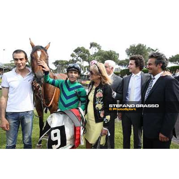 Dario Vargiu with Nayef Dancer and their winning connection of the Premio Mauro Sbarigia Rome,Capannelle Racecourse,18th may 2014 ph.Stefano Grasso/HippoGroup Roma Capannelle