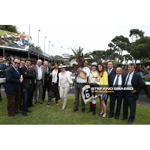 The winning connection of Rien a Faire after winning the Premio Domenico e Sergio Arnaldi Rome,Capannelle Racecourse,18th may 2014 ph.Stefano Grasso/HippoGroup Roma Capannelle