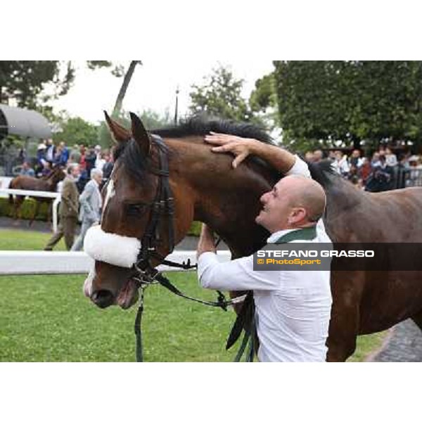 caressed for Dylan Mouth after winning the 131° Derby Italiano Rome,Capannelle Racecourse,18th may 2014 ph.Stefano Grasso/HippoGroup Roma Capannelle