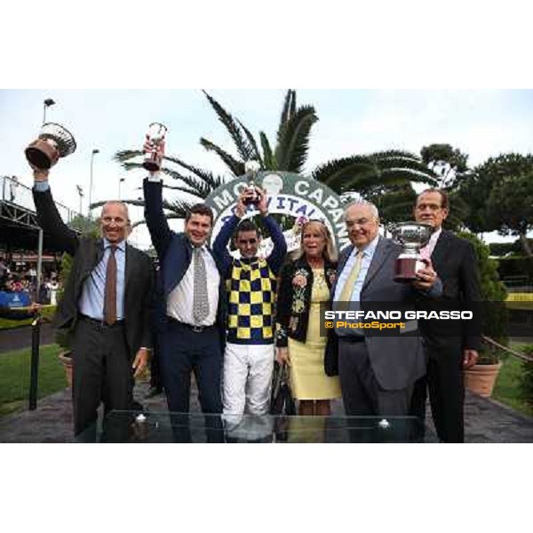 The prize giving ceremony of the 131° Derby Italiano Rome,Capannelle Racecourse,18th may 2014 ph.Stefano Grasso/HippoGroup Roma Capannelle