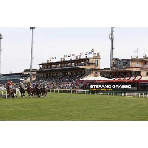 a view of the packed grandstand Rome,Capannelle Racecourse,18th may 2014 ph.Stefano Grasso/HippoGroup Roma Capannelle