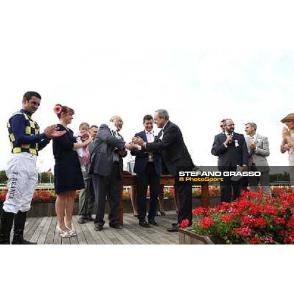 Fabio Branca on Final Score wins the Oaks d\'Italia - The prize giving ceremony Milano - San Siro racecourse, 25th may 2014 ph.Domenico Savi/Grasso/IppodromoMilano
