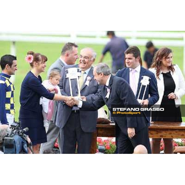 The prize giving ceremony of the Oaks d\'Italia Milano - San Siro racecourse - Oaks d\'Italia Day Milano,25th may 2014 ph.Stefano Grasso/IppodromoMilano
