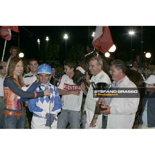 giving prize for Romeo Gallucci and Coralls Sugar winners of 2nd heat of IX Palio dei Comuni SS Cosma e Damiano 8th august 2005 ph. Stefano Grasso