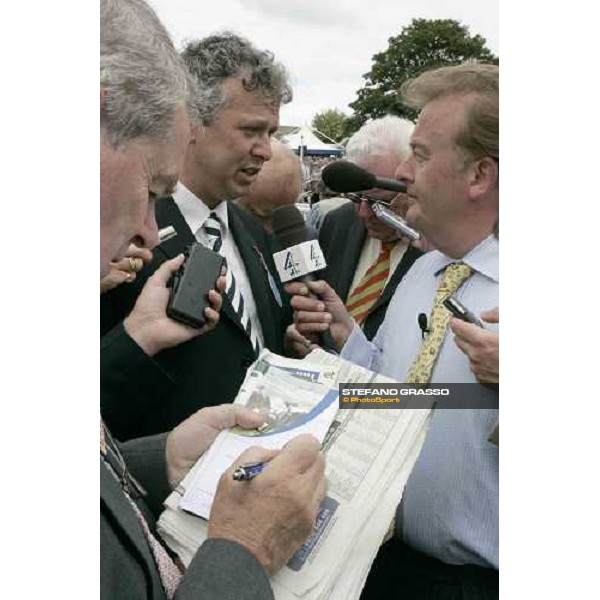 Electrocutionist\'s trainer Valfredo Valiani winner of the Juddmonte International Stakes, interviewed by english racing journalists York, The Ebor Meeting, 16th august 2005 ph. Stefano Grasso
