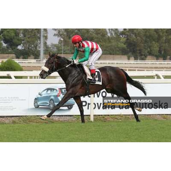 Roma 21 Settembre 2014 Capannelle Racecourse Carlo Fiocchi with Goldstream wins the Premio Chiese ph. Domenico Savi/Grasso