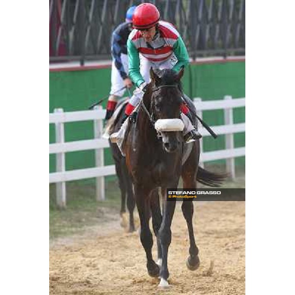 Roma 21 Settembre 2014 Capannelle Racecourse Carlo Fiocchi with Goldstream wins the Premio Chiese ph. Domenico Savi/Grasso