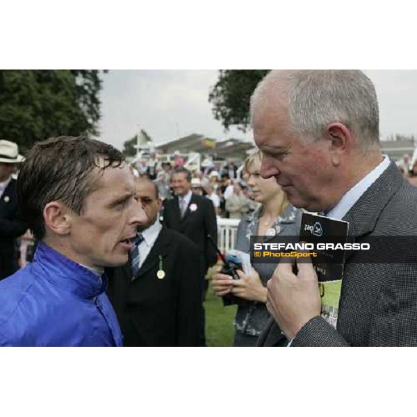 trainer Mick Channon speaking with Ted Durcan after winning the Jaguar Cars Lowther Stakes with Flashy Wings York, The Ebor Festival 18th august 2005 ph. Stefano Grasso
