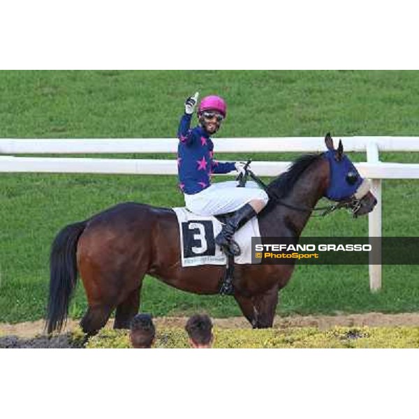 Rome Capannelle Racecourse Christian Di Napoli with Plusquemavie win the Premio Giorgio Giovagnoli photo Domenico Savi/GRASSO