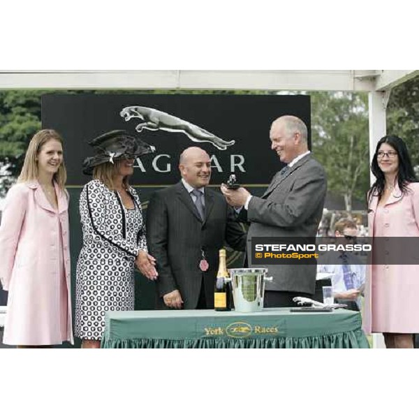 giving prize for trainer Mick Channon winner with Flashy Wings of The Jaguar Cars Lowther Stakes York, The Ebor Festival 18th august 2005 ph. Stefano Grasso