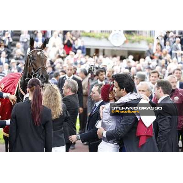 Thierry Jarnet and Treve win the Qatar Prix de l\'arc de Triomphe Paris,Longchamp racecourse,5th oct.2014 ph.Stefano Grasso