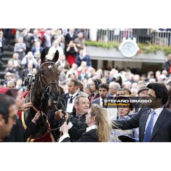 Thierry Jarnet and Treve win the Qatar Prix de l\'arc de Triomphe Paris,Longchamp racecourse,5th oct.2014 ph.Stefano Grasso
