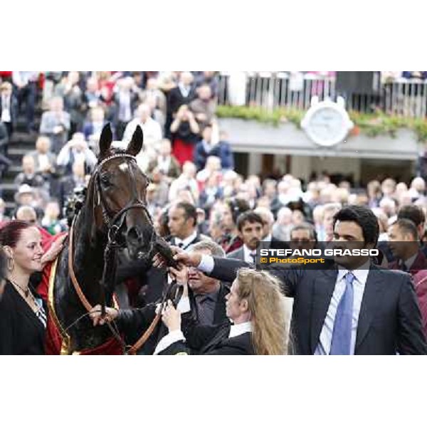 Thierry Jarnet and Treve win the Qatar Prix de l\'arc de Triomphe Paris,Longchamp racecourse,5th oct.2014 ph.Stefano Grasso