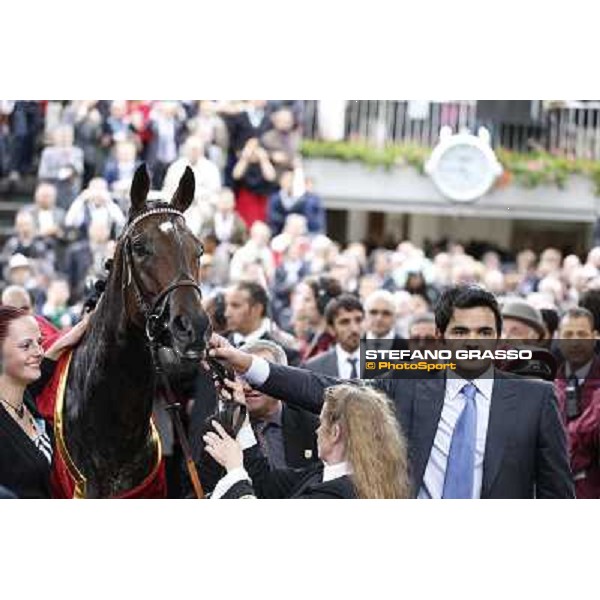 Thierry Jarnet and Treve win the Qatar Prix de l\'arc de Triomphe Paris,Longchamp racecourse,5th oct.2014 ph.Stefano Grasso