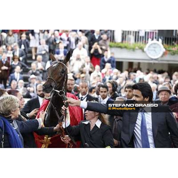 Thierry Jarnet and Treve win the Qatar Prix de l\'arc de Triomphe Paris,Longchamp racecourse,5th oct.2014 ph.Stefano Grasso