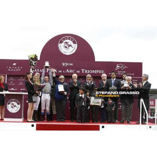 Thierry Jarnet and Treve win the Qatar Prix de l\'arc de Triomphe Paris,Longchamp racecourse,5th oct.2014 ph.Stefano Grasso
