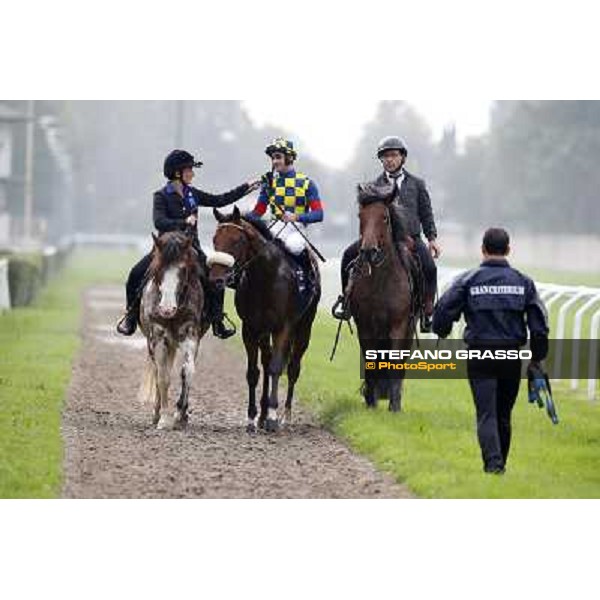 Fabio Branca on Hero Look with Stefano Botti after winning the Gran Criterium. Milan, San Siro racecourse,12 ottobre 2014 photo Stefano Grasso/Trenno srl