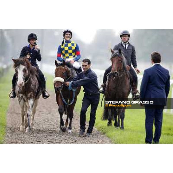 Fabio Branca on Hero Look with Stefano Botti after winning the Gran Criterium. Milan, San Siro racecourse,12 ottobre 2014 photo Stefano Grasso/Trenno srl