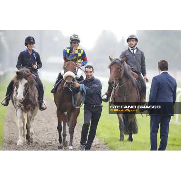 Fabio Branca on Hero Look with Stefano Botti after winning the Gran Criterium. Milan, San Siro racecourse,12 ottobre 2014 photo Stefano Grasso/Trenno srl