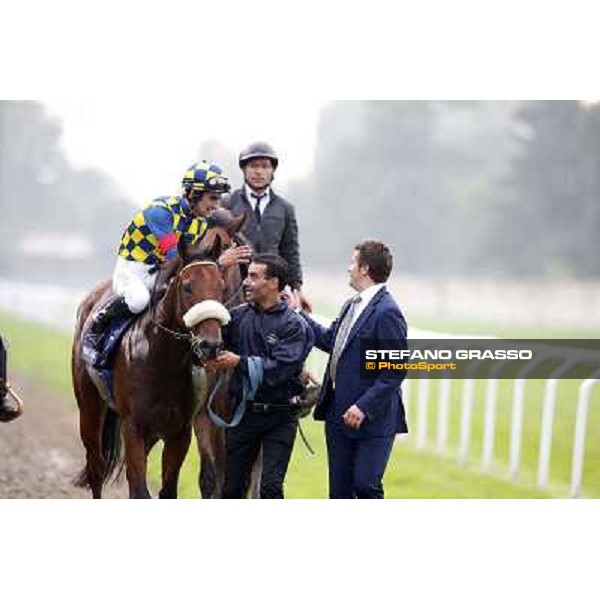 Fabio Branca on Hero Look with Stefano Botti after winning the Gran Criterium. Milan, San Siro racecourse,12 ottobre 2014 photo Stefano Grasso/Trenno srl