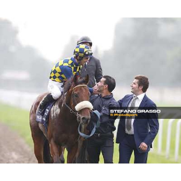 Fabio Branca on Hero Look with Stefano Botti after winning the Gran Criterium. Milan, San Siro racecourse,12 ottobre 2014 photo Stefano Grasso/Trenno srl