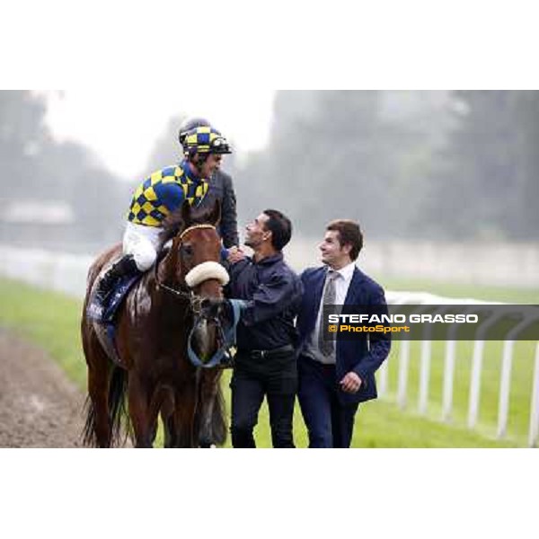 Fabio Branca on Hero Look with Stefano Botti after winning the Gran Criterium. Milan, San Siro racecourse,12 ottobre 2014 photo Stefano Grasso/Trenno srl